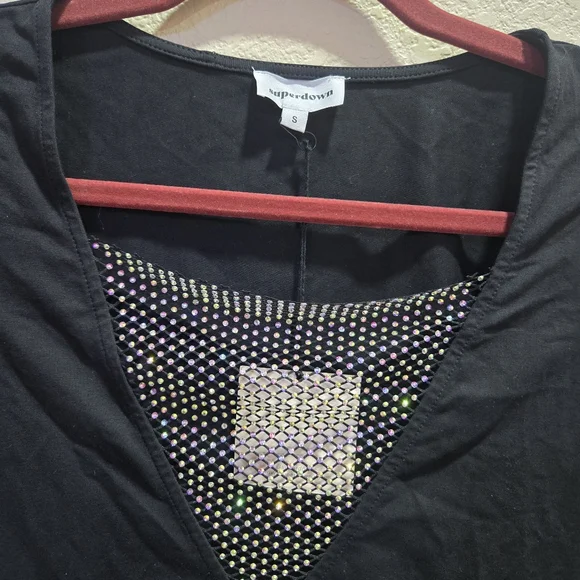 NWT Superdown Maris Deep V Mini Dress in Black Size S - Picture 8 of 12